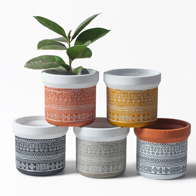 JYW109 New design cement plant pots with printing