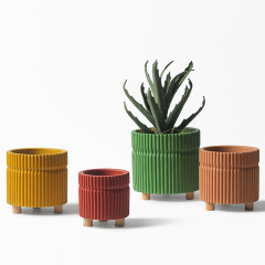 JYW112 Fluted design Matte color cement planters