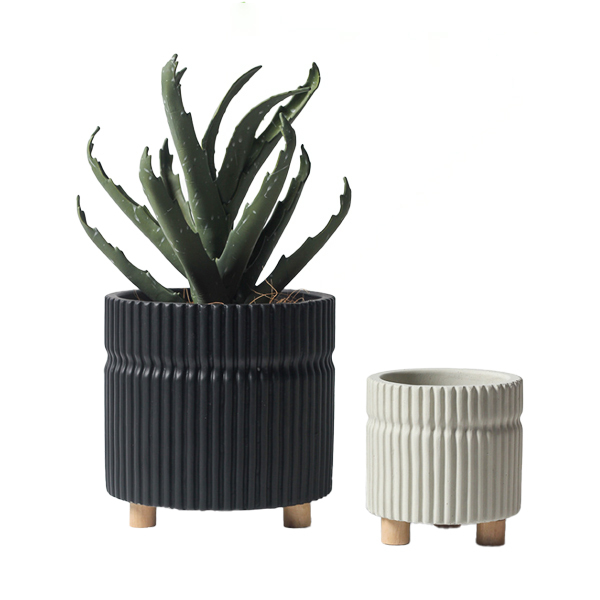 JYW112 Fluted design Matte color cement planters