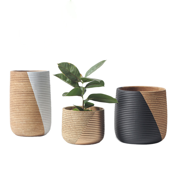 JYW113 Textured cement planter with dual colors
