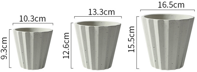 JYW116 Tapered cement flower pot with fluted design
