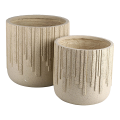 JLFX126903 Round fiberclay planters with textured design