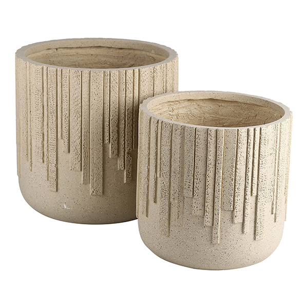 JLFX126903 Round fiberclay planters with textured design