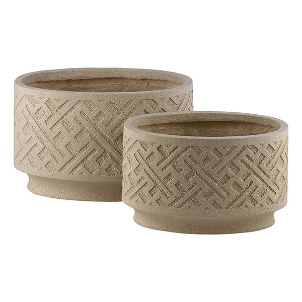 JLFX126907 Brown textured fiberclay plant pots for garden use