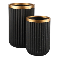 JLFX126910 Fluted tall fiberclay planter pots for indoor and outdoor use