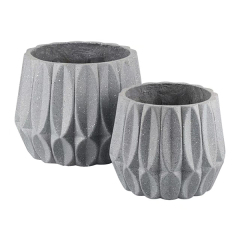 JLFX126911 Textured Grey color large size fiberclay planter pots