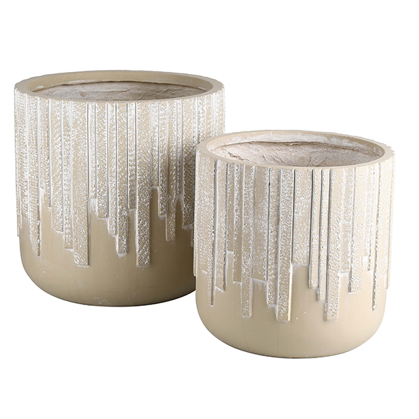 JLFX126903 Round fiberclay planters with textured design