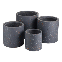 JLFX126923 Speckle finish cylinder Fiber clay planters dark grey