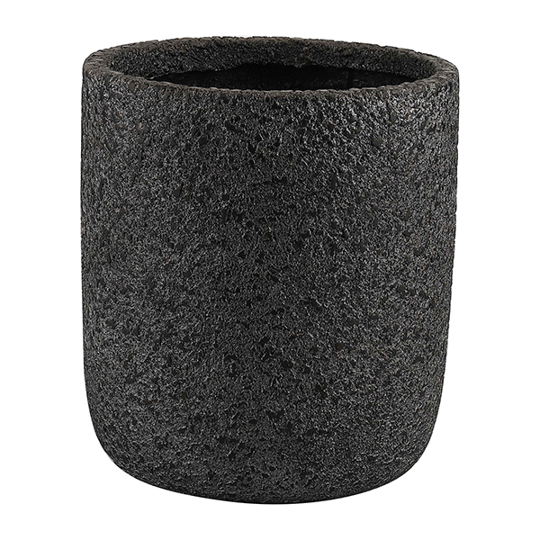JLFX126931 Black textured round fiberlcay planter pot