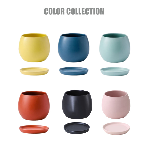 JLJS3602 Hot sale round ceramic planter pots with saucers
