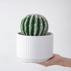JLYF3921 Set of 3 textured ceramic classic planter pots white