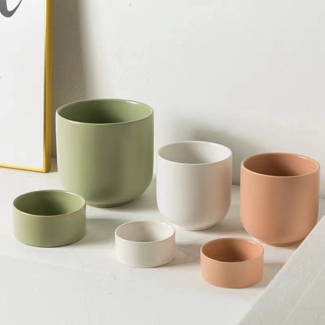 JLJS3607 Matte Ceramic planter pot with saucer