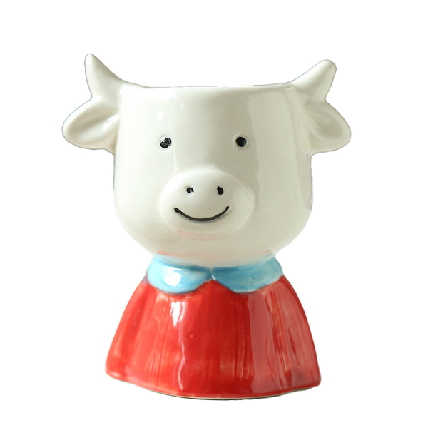 JLSG3322 Cow design animal ceramic succulent pot