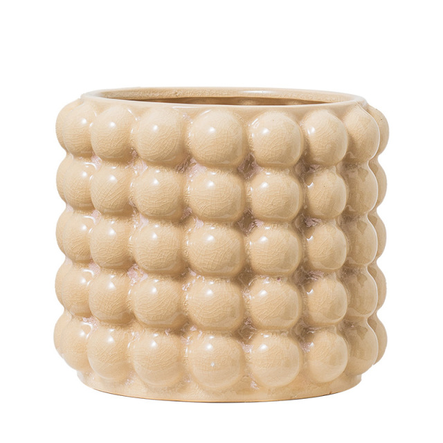 JLYF3911 Crackle glazed unique design ceramic planter pot Beige