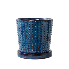 JLYF3901D Embossed dots ceramic glazed planters with saucers
