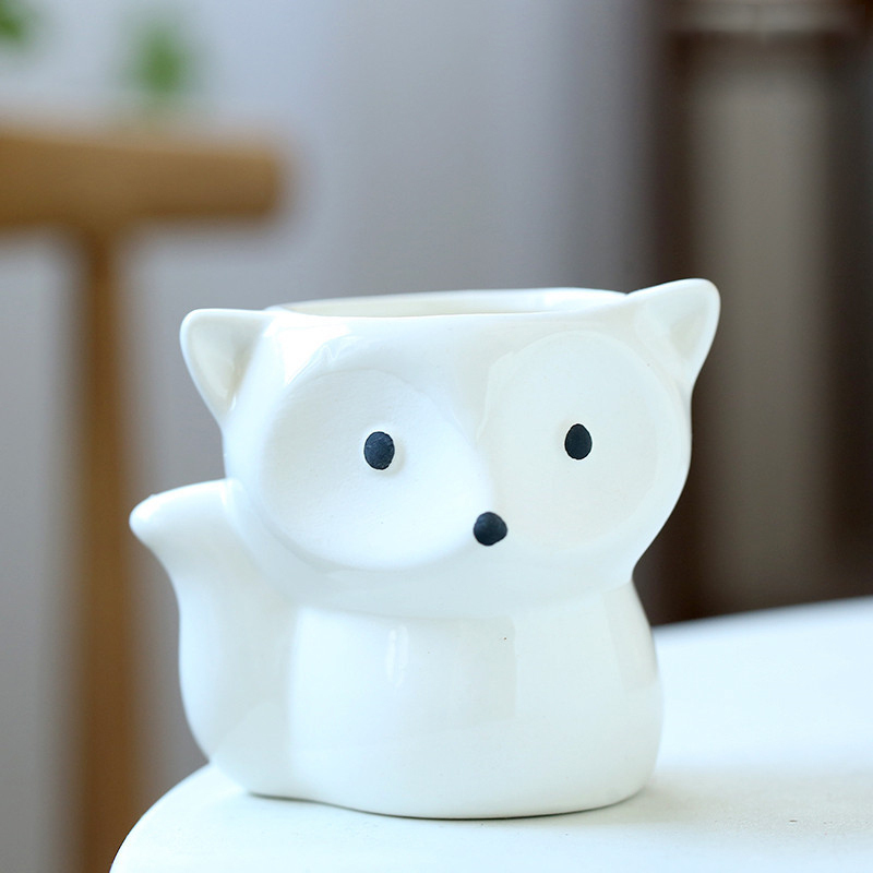 JLSG3319 Fox Animal mini ceramic succulent planters