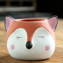 JLSG3334 Hand painting Cute fox mini succulent pot ceramic