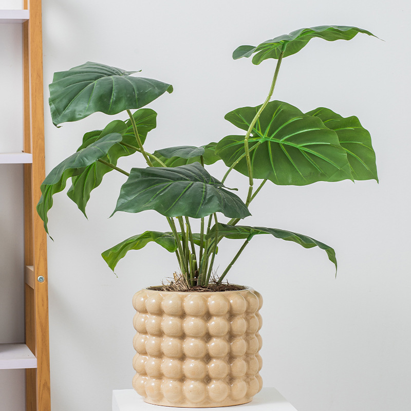 JLYF3911 Crackle glazed unique design ceramic planter pot Beige