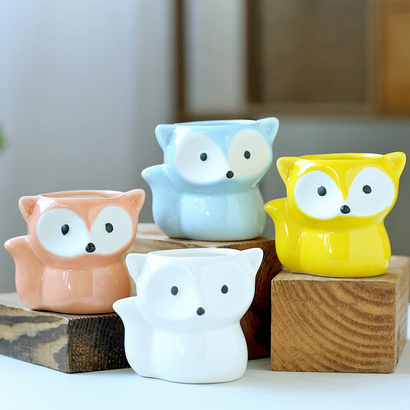 JLSG3319 Fox Animal mini ceramic succulent planters