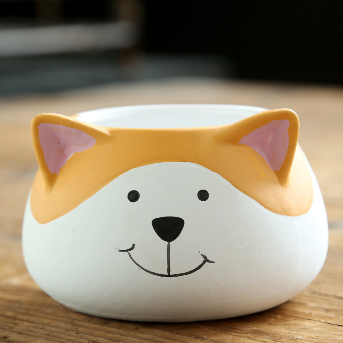 JLSG3333 Hand Painting dog animal mini succulent pot cearmic