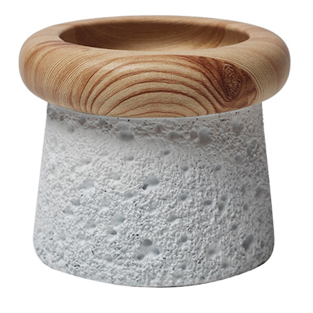JYW132 Lava and wood effect cement pot
