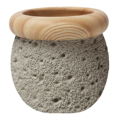 JYW136 Wood and Lava effect indoor round cement pot