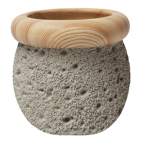 JYW136 Wood and Lava effect indoor round cement pot