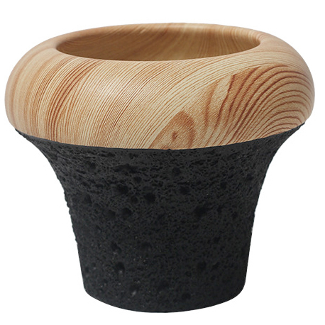 JYW133 Lava and wood effect cement pot