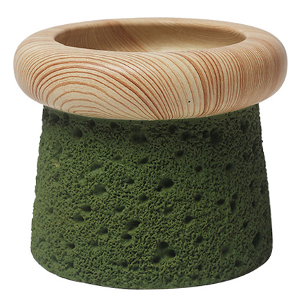 JYW132 Lava and wood effect cement pot