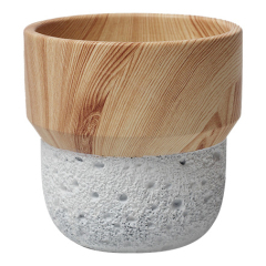 JYW135 Wood and Lava effect cement pot