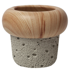 JYW134 Wood and Lava effect cement pot