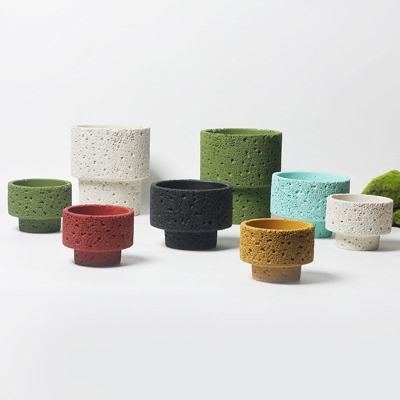 JYW145 Lava effect unique design cement pot for indoor garden