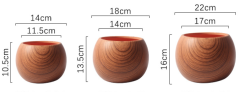 JYW2118 Round wood effect ceramic pot with saucer