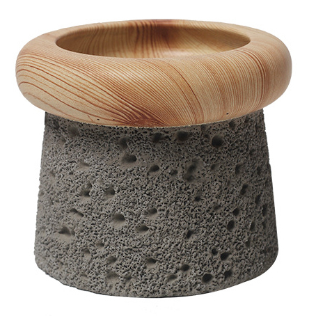 JYW132 Lava and wood effect cement pot