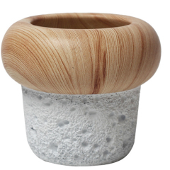 JYW134 Wood and Lava effect cement pot