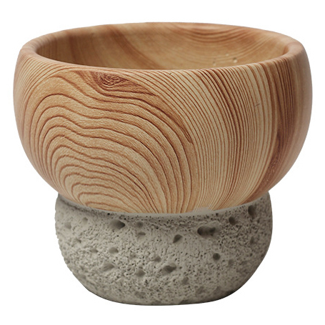 JYW131 Lava and wood effect cement plant pot