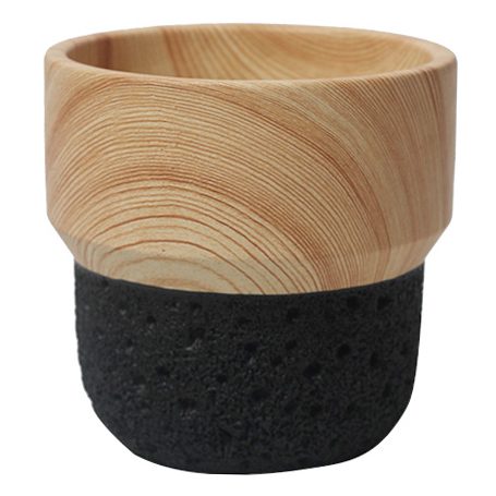 JYW135 Wood and Lava effect cement pot