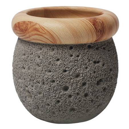 JYW136 Wood and Lava effect indoor round cement pot