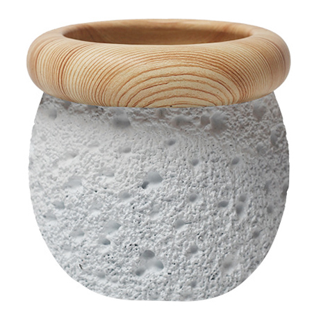 JYW136 Wood and Lava effect indoor round cement pot