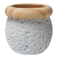 JYW136 Wood and Lava effect indoor round cement pot
