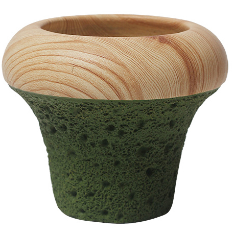 JYW133 Lava and wood effect cement pot
