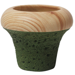 JYW133 Lava and wood effect cement pot