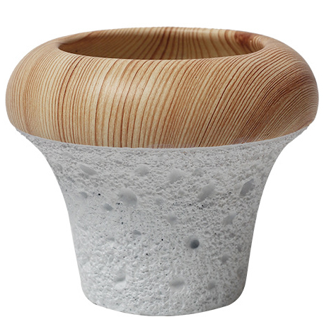 JYW133 Lava and wood effect cement pot