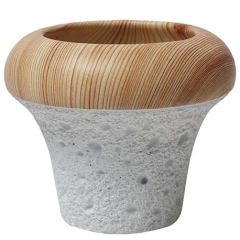JYW133 Lava and wood effect cement pot