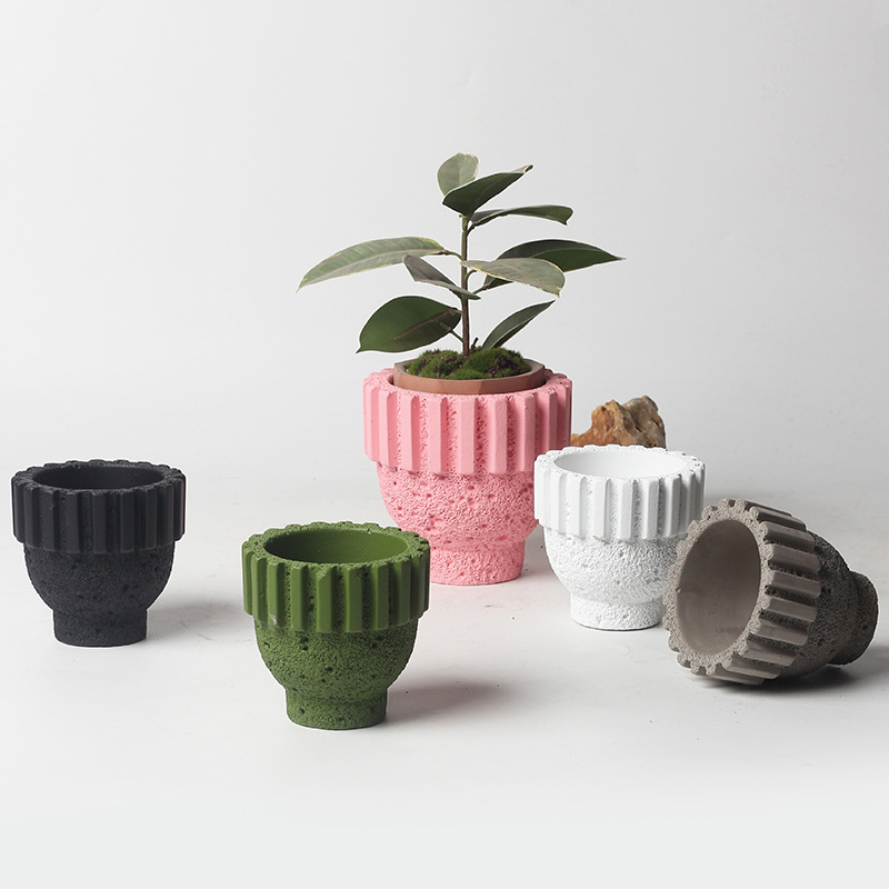 JYW144 Lava effect unique design cement pot for indoor garden