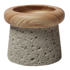 JYW132 Lava and wood effect cement pot
