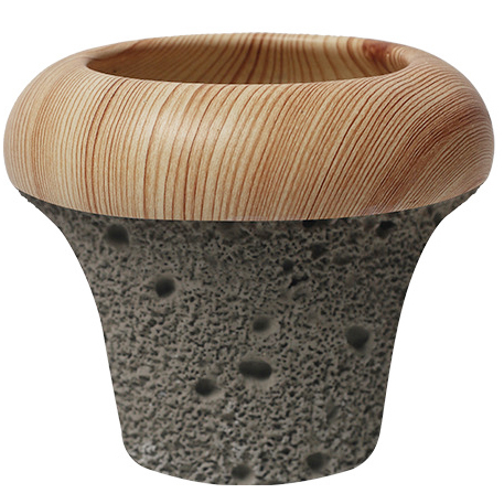 JYW133 Lava and wood effect cement pot