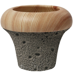 JYW133 Lava and wood effect cement pot