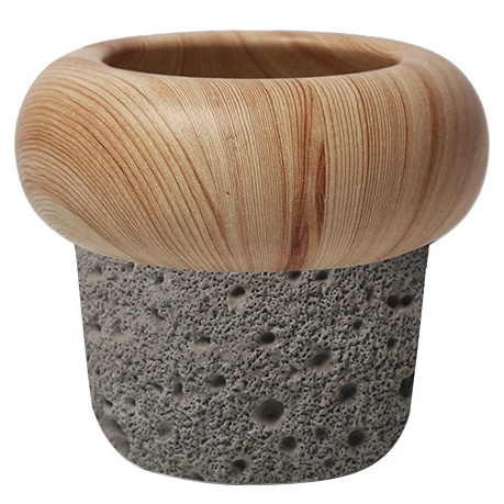 JYW134 Wood and Lava effect cement pot