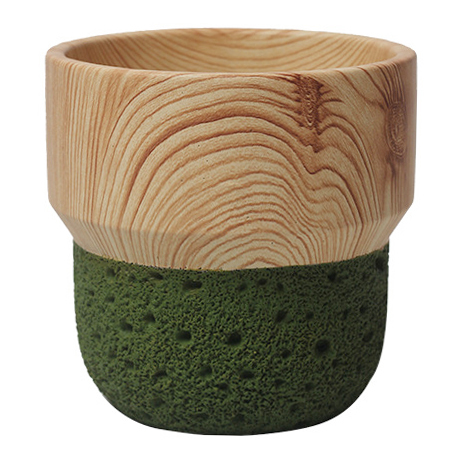 JYW135 Wood and Lava effect cement pot